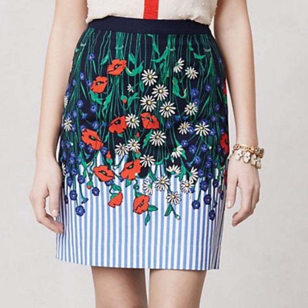 Anthropologie Vertical Garden Pencil Skirt